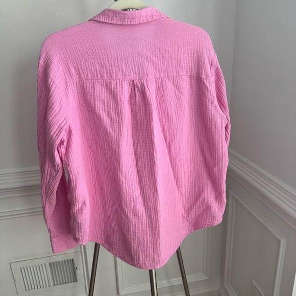 GAP Pink 100% Gauze Cotton Long Sleeve Big Shirt Size Small - Picture 5 of 8